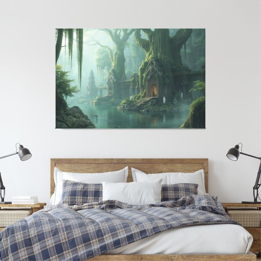 Temple of Moss and Mist Canvas Afdruk (Insitu (Slaapkamer))