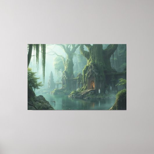 Temple of Moss and Mist Canvas Afdruk (Voorkant)