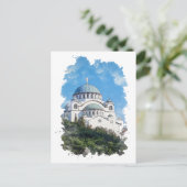 Temple of Saint Sava Serbia Waterverf Art Briefkaart (Staand voorkant)
