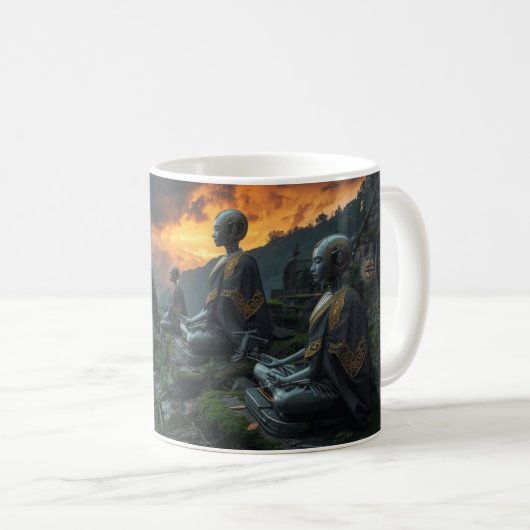Temple of the Last AI Monks: Sci Fi Cyberpunk Mug Koffiemok (Voorkant rechts)