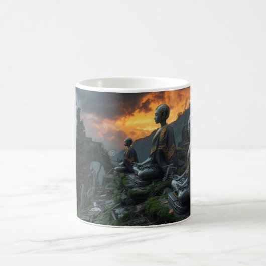 Temple of the Last AI Monks: Sci Fi Cyberpunk Mug Koffiemok (Center)