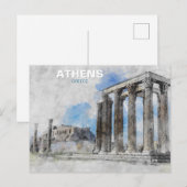 Temple of Zeus Athens – Vintage Greece Travel Briefkaart (Voorkant / Achterkant)