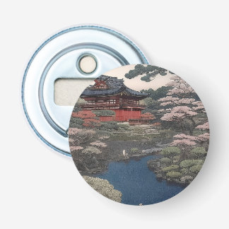 Temple on the river - Japan Button Flesopener