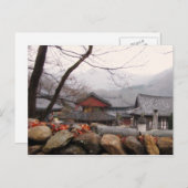 Temple op het platteland in Zuid-Korea, herfst Briefkaart (Voorkant / Achterkant)