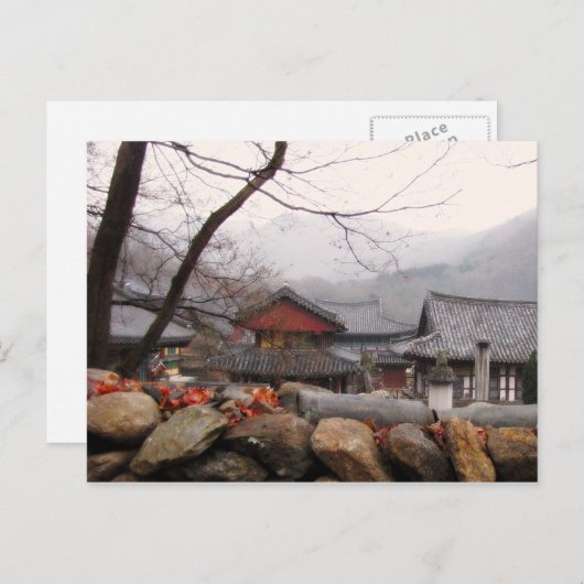 Temple op het platteland in Zuid-Korea, herfst Briefkaart (Voorkant / Achterkant)