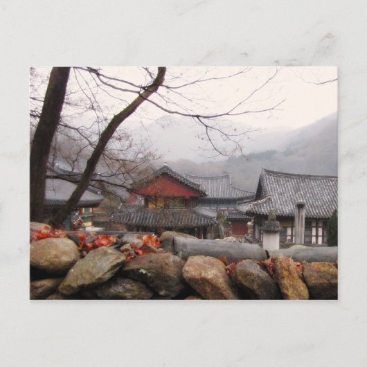 Temple op het platteland in Zuid-Korea, herfst Briefkaart (Voorkant)