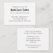 Temple Sealing & Meal Invitation Informatiekaartje (Voorkant / Achterkant)