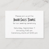 Temple Sealing & Meal Invitation Informatiekaartje (Voorkant)