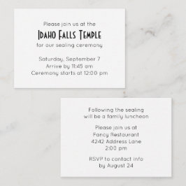 Temple Sealing & Meal Invitation Informatiekaartje