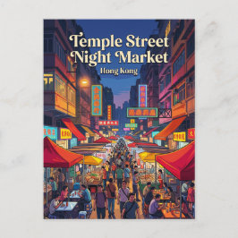 Temple Street Night Market Hong Kong Briefkaart