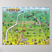 Temple Texas Cartoon Map Poster (Voorkant)
