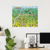 Temple Texas Cartoon Map Poster (Thuiskantoor)