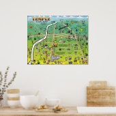Temple Texas Cartoon Map Poster (Keuken)