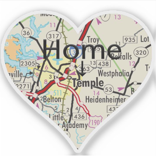 Temple Texas kaart Sticker (Voorkant)