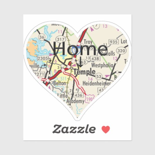 Temple Texas kaart Sticker (Vel)