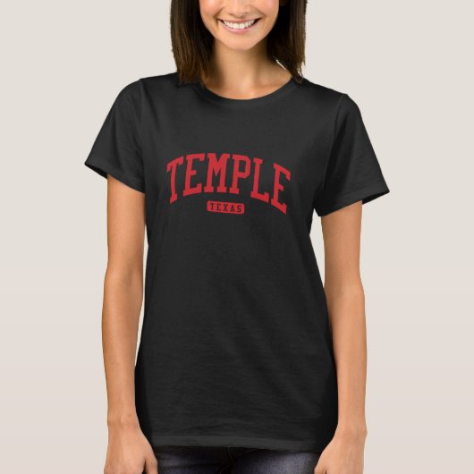 Temple Texas TX College University stijl rood T-shirt (Voorkant)