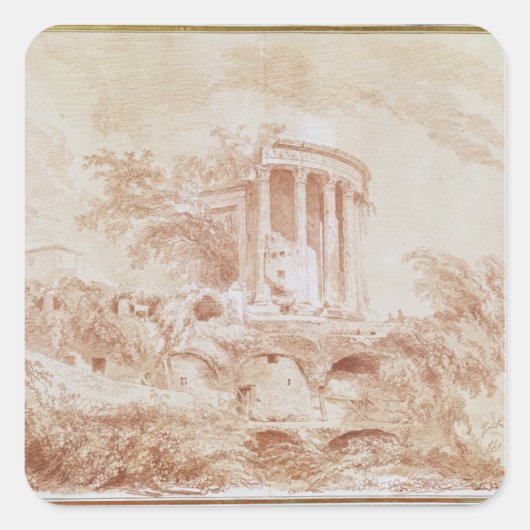 Temple van de Sybil bij Tivoli Vierkante Sticker (Voorkant)