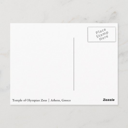 Temple van het Olympian Zeus Briefkaart (Achterkant)