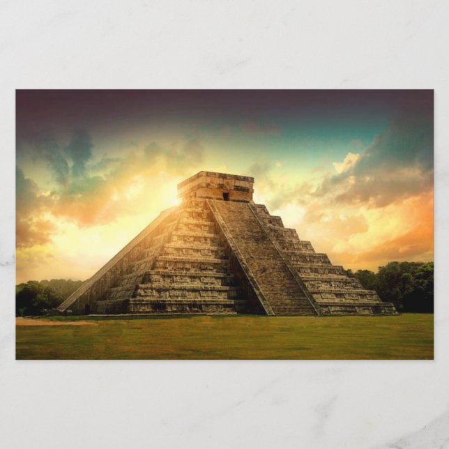 Temple van Kukulkan Yucatan gestileerde papierplaa (Voorkant)