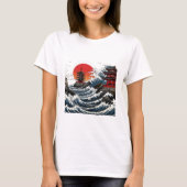 Temple Wave Art - Ukiyo-e Japanese Sunset Design T-shirt (Voorkant)