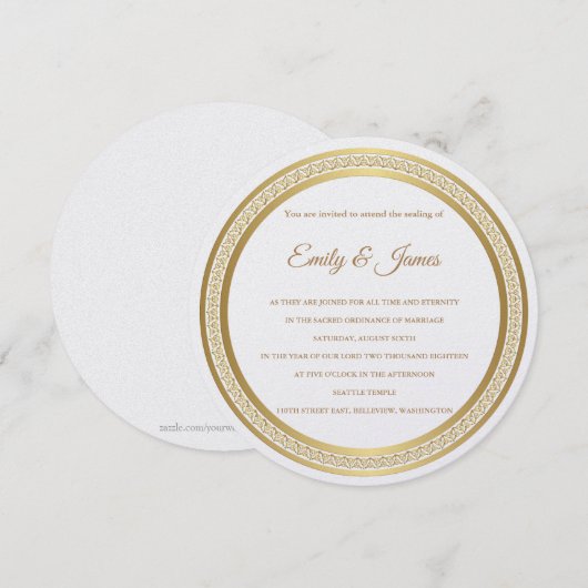 Temple Wedding Invitation-Eternal Circle Kaart (Voorkant / Achterkant)