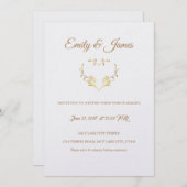 Temple Wedding Invitation Fancy Gold Heart Kaart (Voorkant / Achterkant)