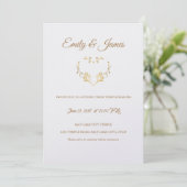 Temple Wedding Invitation Fancy Gold Heart Kaart (Staand voorkant)