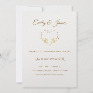 Temple Wedding Invitation Fancy Gold Heart Kaart