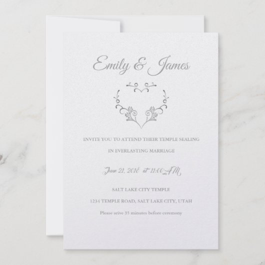 Temple Wedding Invitation-Fancy Heart Kaart (Voorkant)