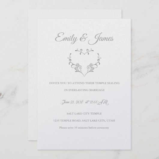Temple Wedding Invitation-Fancy Heart Kaart (Voorkant / Achterkant)