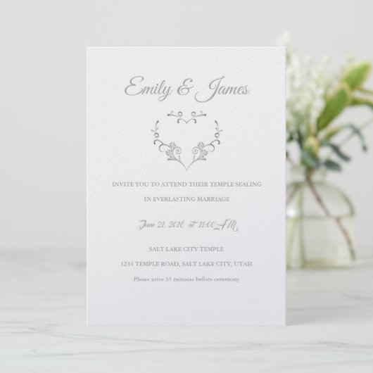 Temple Wedding Invitation-Fancy Heart Kaart (Staand voorkant)