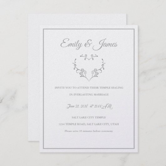 Temple Wedding Invitation-Fancy Heart Kaart (Voorkant / Achterkant)