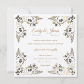 Temple Wedding Invitation Fancy Leaf Borders Kaart (Voorkant)