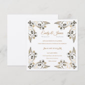 Temple Wedding Invitation Fancy Leaf Borders Kaart (Voorkant / Achterkant)