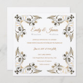 Temple Wedding Invitation Fancy Leaf Borders Kaart (Voorkant / Achterkant)