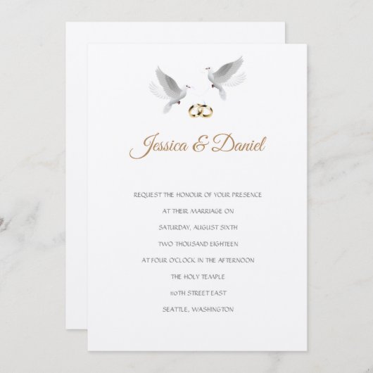 Temple Wedding Invitation Kaart (Voorkant / Achterkant)