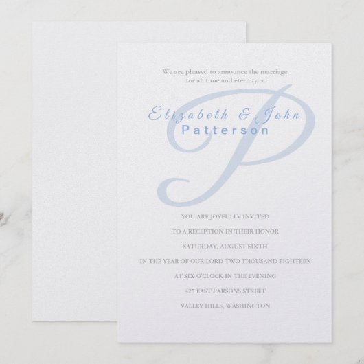 Temple Wedding Invitation-Last Initiaal Invitation Kaart (Voorkant / Achterkant)