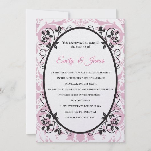 Temple Wedding Invitation Pink Coronation Kaart (Voorkant)