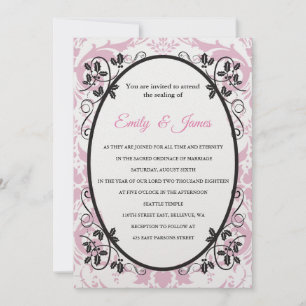 Temple Wedding Invitation Pink Coronation Kaart