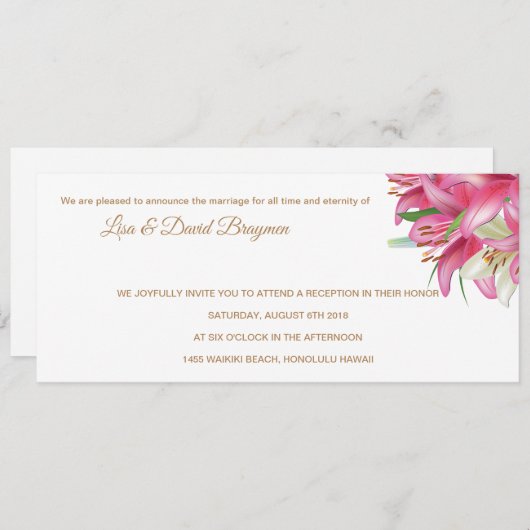 Temple Wedding Invitation Reception Kaart (Voorkant / Achterkant)