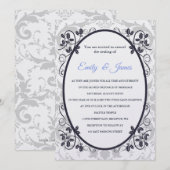 Temple Wedding Invitation Silver Coronation Kaart (Voorkant / Achterkant)