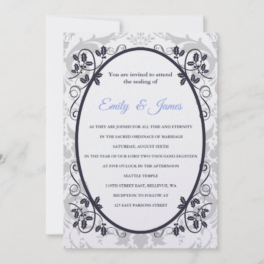 Temple Wedding Invitation Silver Coronation Kaart (Voorkant)