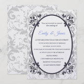 Temple Wedding Invitation Silver Coronation Kaart (Voorkant / Achterkant)