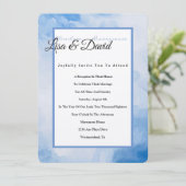 Temple Wedding Receptie Uitnodigen-Blauwe Waterver Kaart (Staand voorkant)