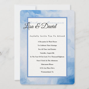 Temple Wedding Receptie Uitnodigen-Blauwe Waterver Kaart