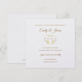 Temple Wedding Reception Kaart Fancy Gold Heart (Voorkant / Achterkant)