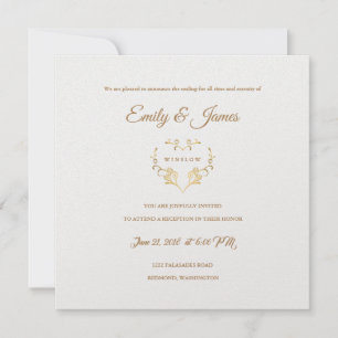 Temple Wedding Reception Kaart Fancy Gold Heart