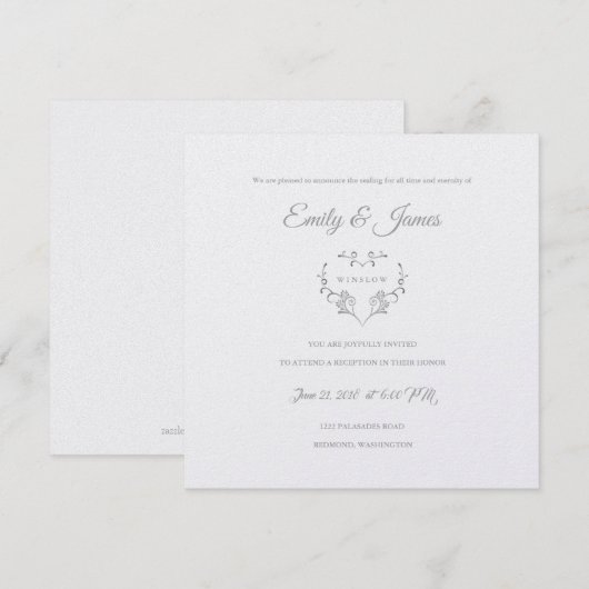 Temple Wedding Reception Kaart-Fancy Hart Kaart (Voorkant / Achterkant)