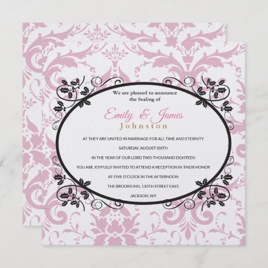 Temple Wedding Reception nodigt roze corruptie uit Kaart (Voorkant / Achterkant)