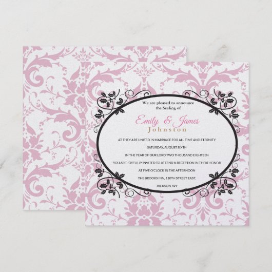 Temple Wedding Reception nodigt roze corruptie uit Kaart (Voorkant / Achterkant)